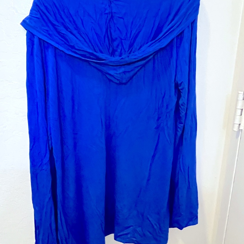 Cobalt blue lightweight open cardigan with hood XXL J.